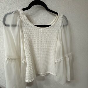 NWT Anthropologie white smocked flowy top size XS